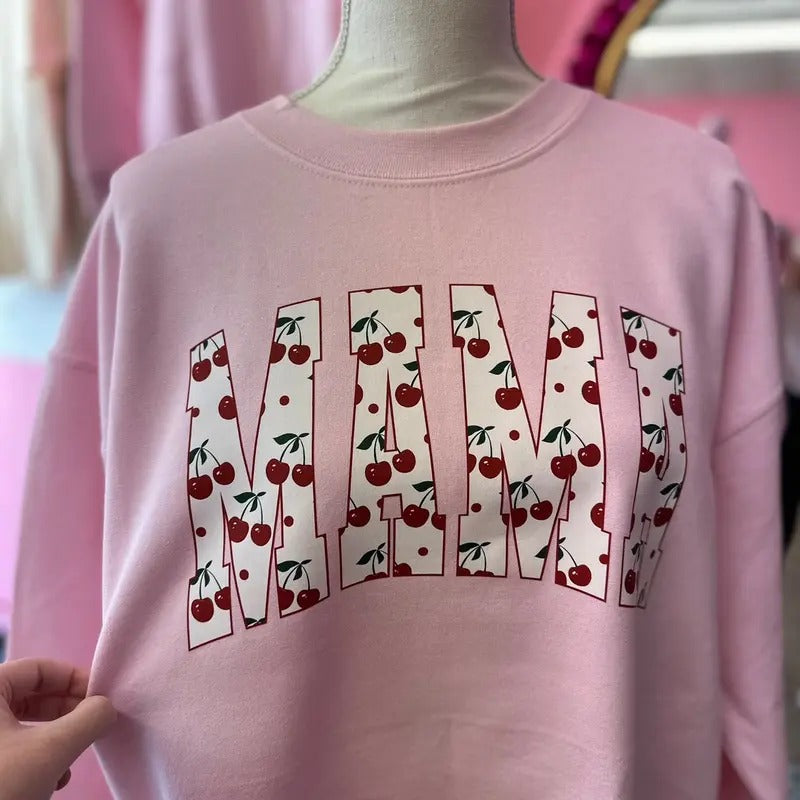 Cherry Mama Sweatshirt Gildan Oversized Crewneck T-Shirts, Hoodie | InkThreadWorks.com