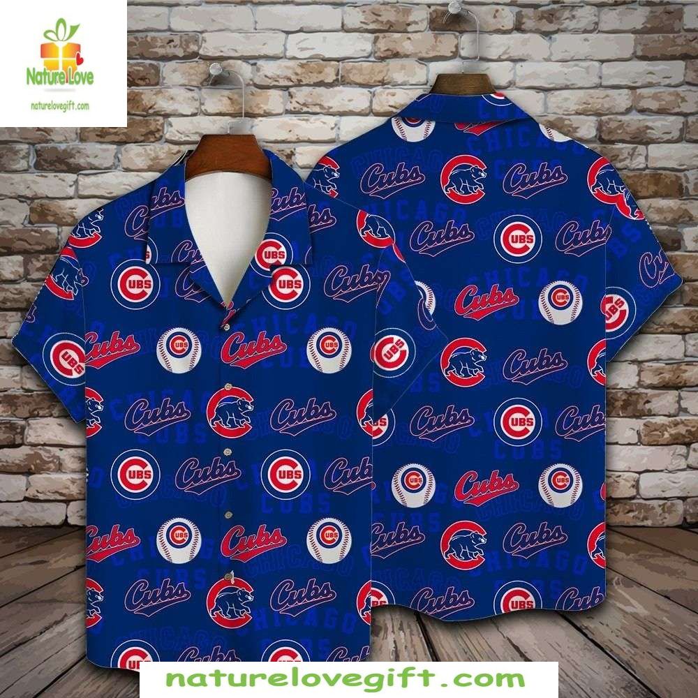 Chicago Cubs Hawaiian Shirt Navy MLB Fan Gear Stylish Baseball Apparel
