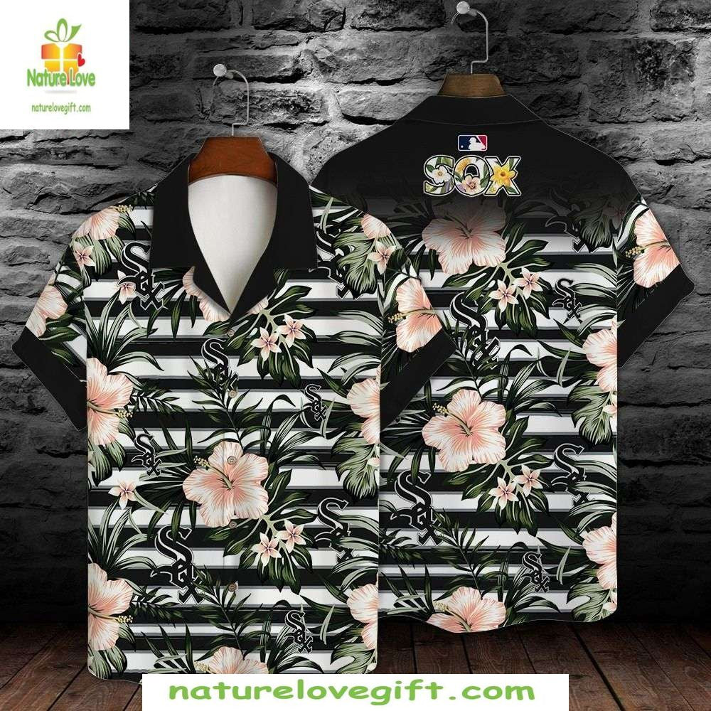 Chicago White Sox Hawaiian Shirt Floral Striped MLB Baseball Apparel