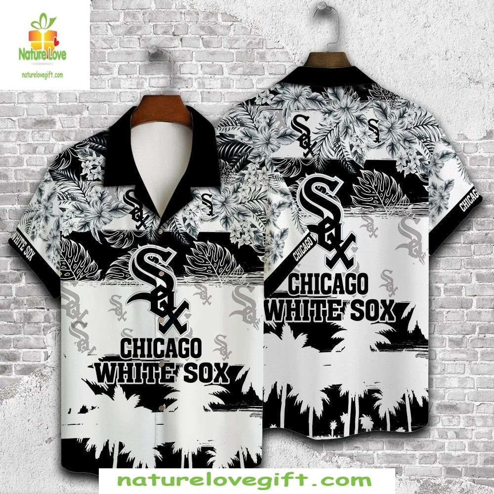 Chicago White Sox Hawaiian Shirt Floral Silhouette MLB Baseball Apparel