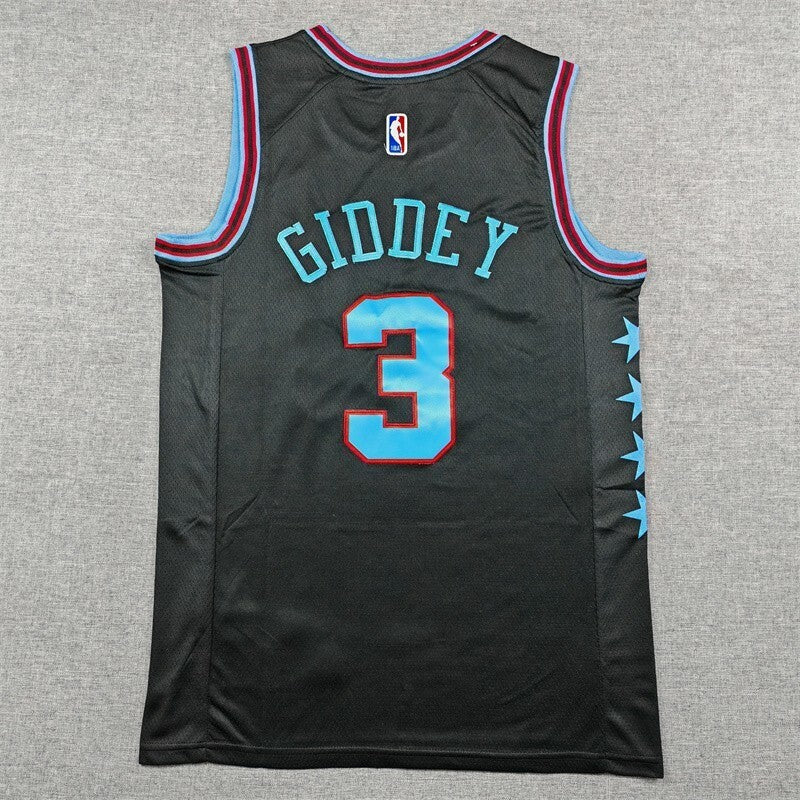 Chicago Bulls #3 Josh Giddey 26 Bulls 3 Black City Edition Style 1