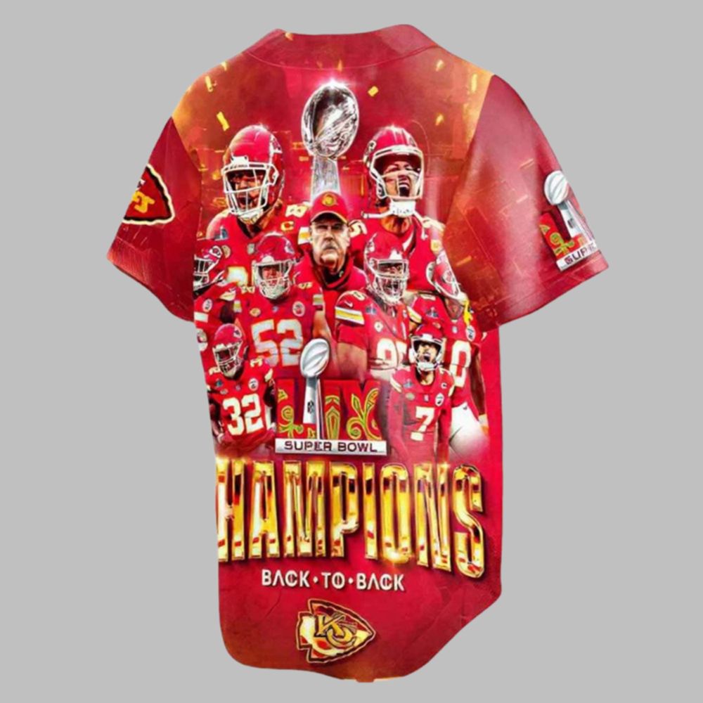 Chiefs Back To Back Super Bowl LIX Champions 2025 Baseball Jersey - Grishko.com