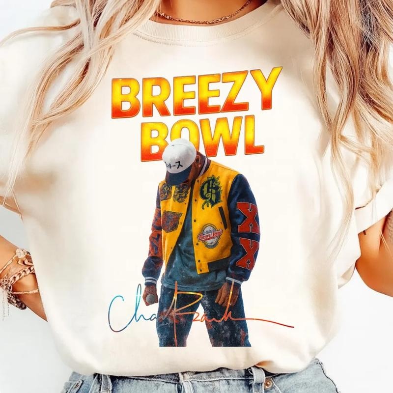 Chris Breezy Bowl XX Tour 2025 T-Shirt Retro Casual Streetwear Style Summer Gifts