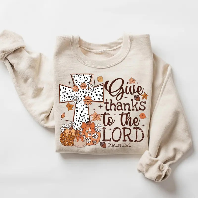 Christian Jesus Cross Fall Sweatshirt, Thankful Grateful Leopard Pumpkin Season Shirt, Jesus Faith Cotton Crewneck Hoodie