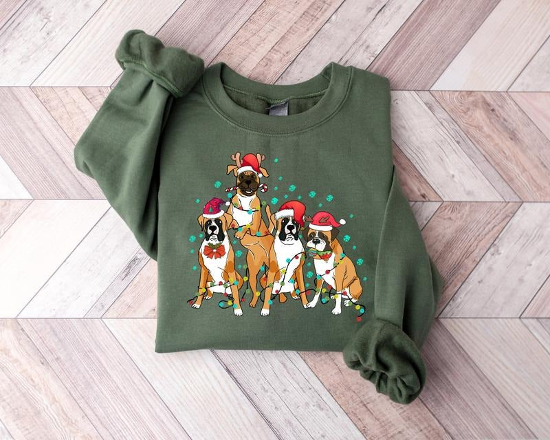 Christmas Boxer Sweatshirt, Christmas Shirt, Boxer Shirt, Dog Christmas Shirt, Boxer Lover Shirt, Dog Mom Shirt, Holiday...
