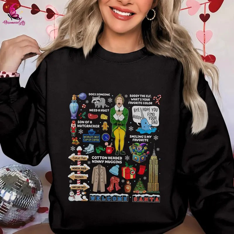 Christmas Buddy Elf Movie Sweatshirt, Elf Movie Quote Shirt, Buddy the Elf Shirt, Elf Christmas Movie Shirt, Buddy the Elf Cotton Crewneck