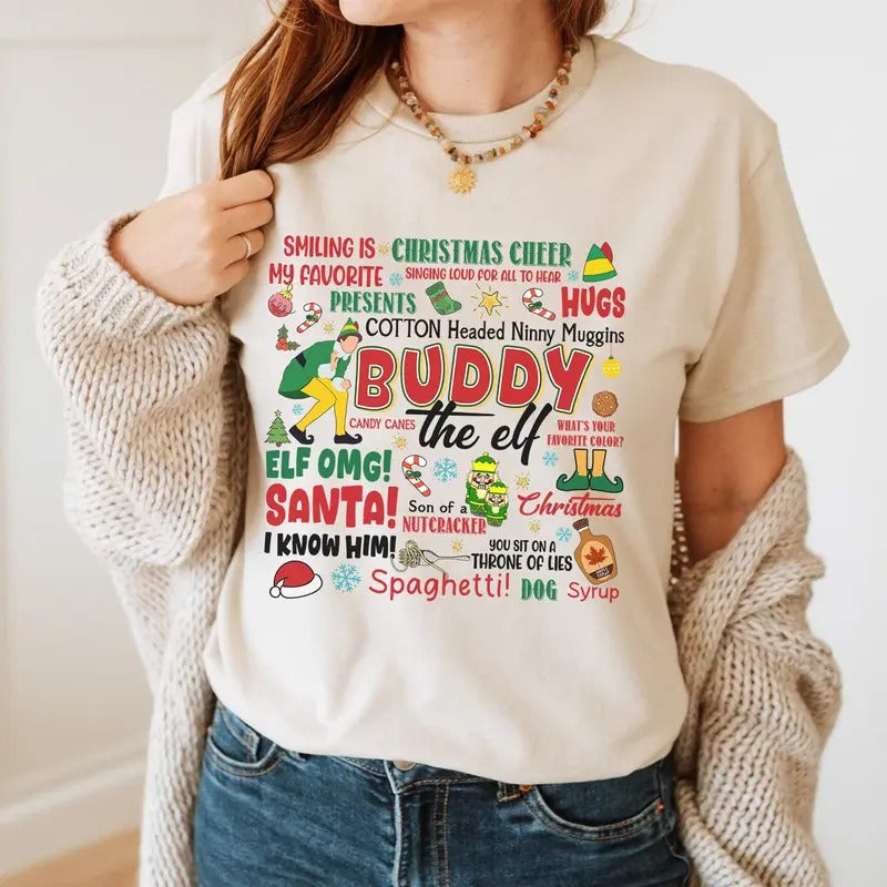 Christmas Buddy Elf Movie Sweatshirt, Elf Movie Quote Shirt, Buddy the Elf Shirt, Elf Christmas Movie Shirt, Santa I Know Him Cotton Crewneck