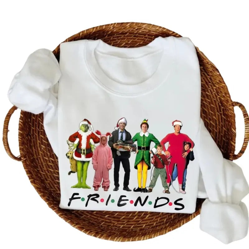 Christmas Friends Movie Characters Sweatshirt, Friends Movie Christmas Shirt, Vintage Movie Tee Shirt, Christmas Gift Sweater, Friends Fan