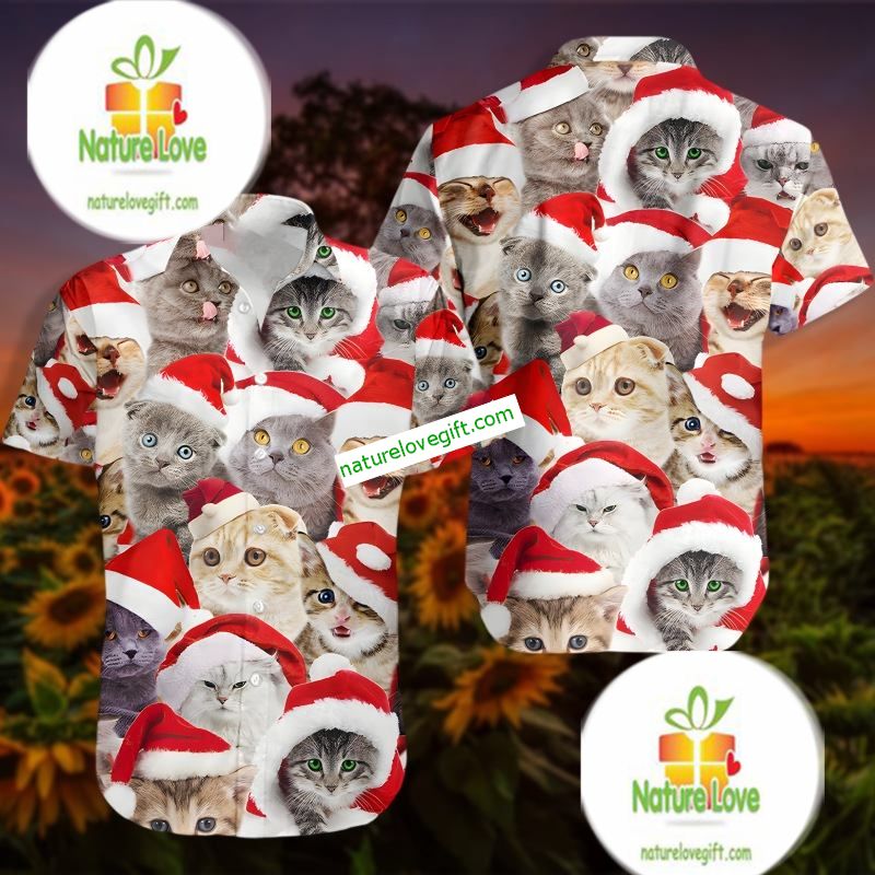 Christmas Santa Claus Cat Red Nice Hawaiian Shirts