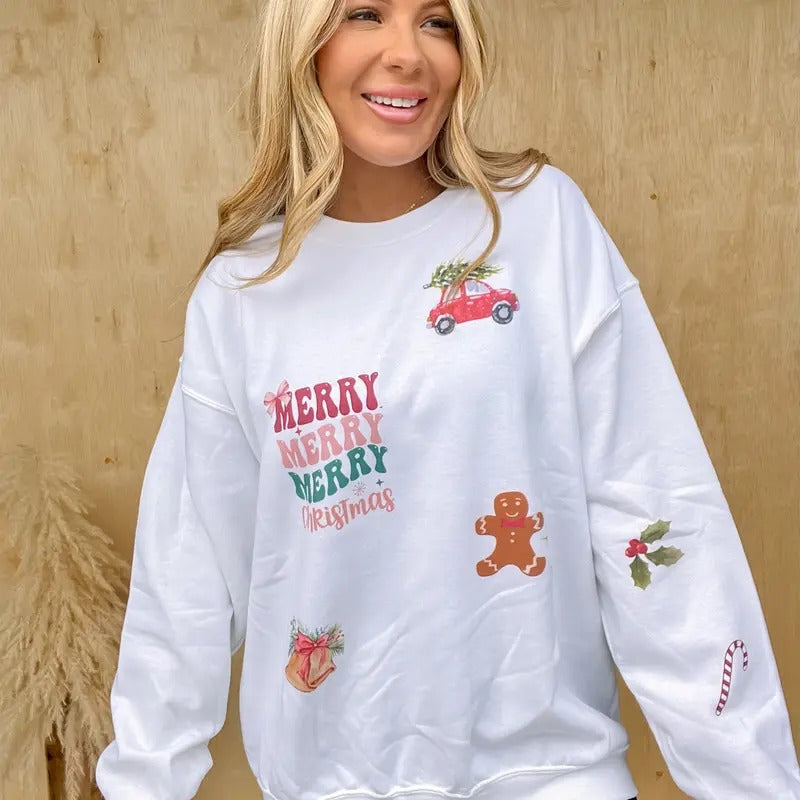 Christmas Sticker Trend Graphic Pullover