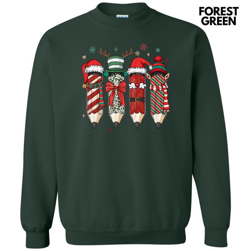 Christmas Teacher Pencils Sweatshirt T-Shirts, Hoodie | InkThreadWorks.com