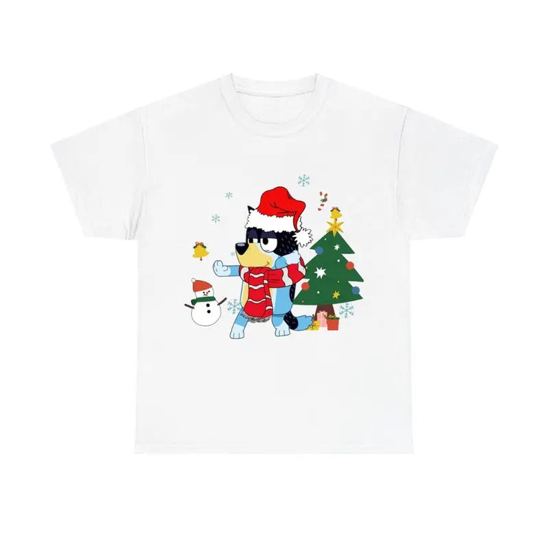 Christmas Tee, Cartoon Dog Cute Christmas Shirt Hoodie, Sweatshirt | InkThreadWorks.com