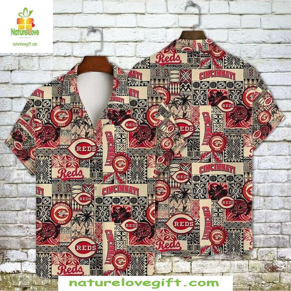 Cincinnati Reds Hawaiian Shirt MLB Tropical Tiki Totem Baseball Apparel HEI1BQD7