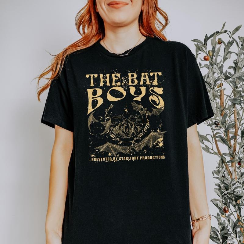 City of Starlight Bat boys reading shirt gothic, fandom, fairycore romance book tshirt teacher librarian literary gift...
