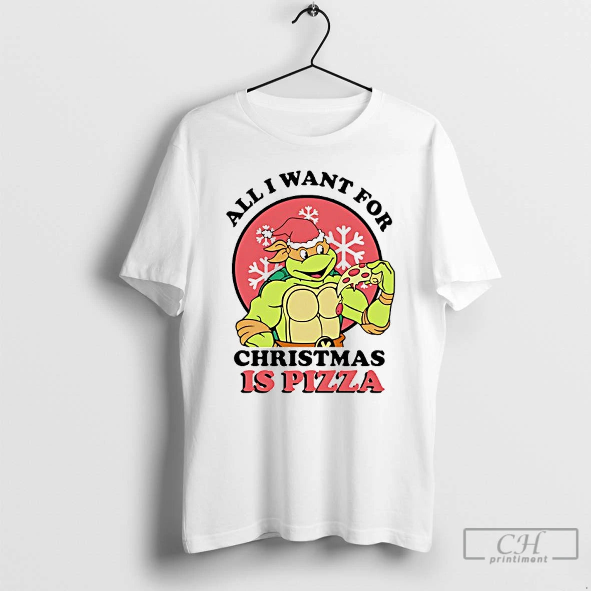 Classic All I Want For Christmas Is Pizza Turtle T-Shirts, Hoodie, Sweatshirt | InkThreadWorks.com