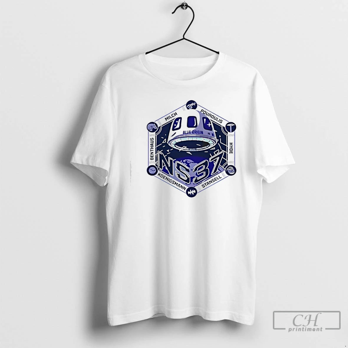 Classic Blue Origin Ns 37 Mission Stansell Hyde Pouroulis Milch Koenigsmann T-Shirts, Hoodie, Sweatshirt | InkThreadWorks.com