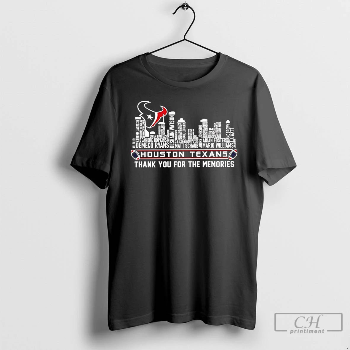 Classic Houston Texans Players Names City Skyline Thank You For The Memories T Shirts Sweater Hoodie, Sweatshirt