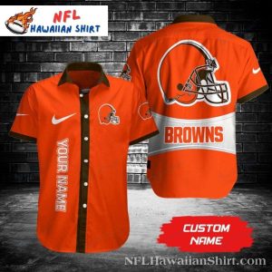 Classic Orange Cleveland Browns Hawaiian Button-Up - Customizable Edition