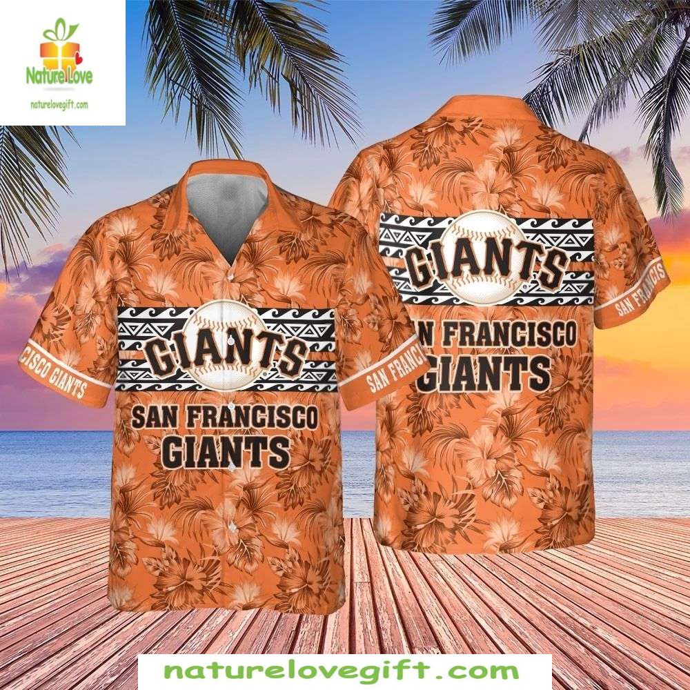 San Francisco Giants Hawaiian Shirt Classic Logo Stripe MLB Apparel