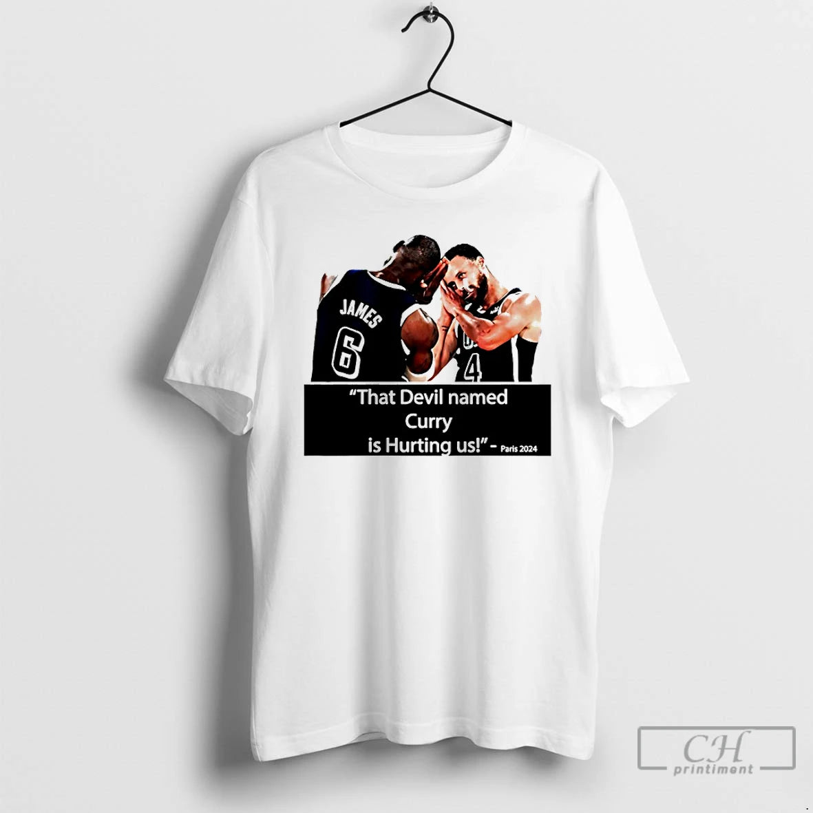Classic That Devil Named Curry Is Hurting Us Paris 2024 James And Curry T Shirts Hoodie, Sweatshirt | InkThreadWorks.com