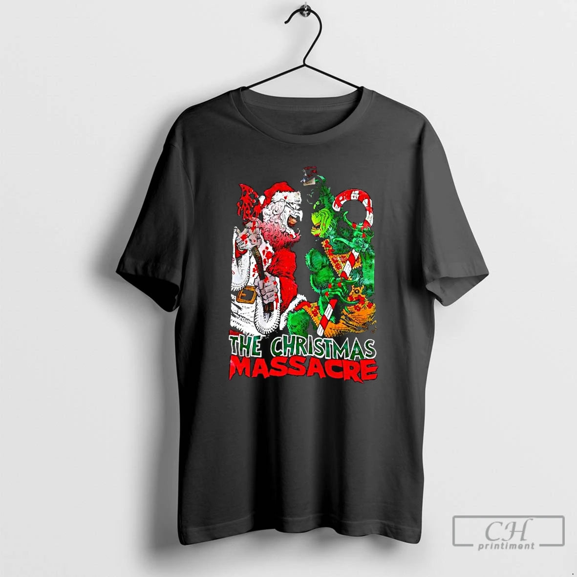 Classic The Christmas Massacre Santa Claus And Grinch Monters T-Shirts, Hoodie, Sweatshirt | InkThreadWorks.com