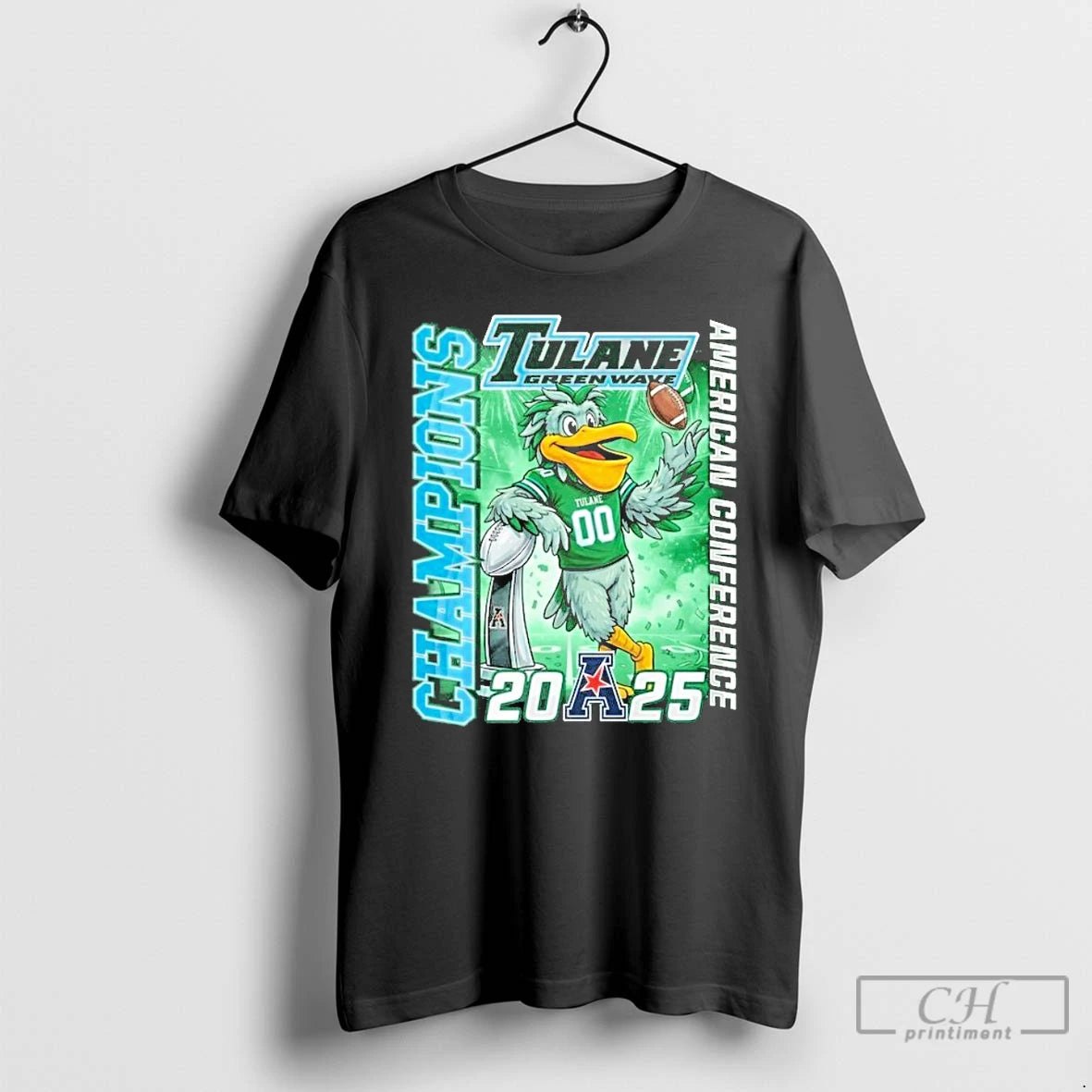 Classic Tulane Green Wave 2025 American Conference Champion Mascot T-Shirts, Hoodie, Sweatshirt | InkThreadWorks.com