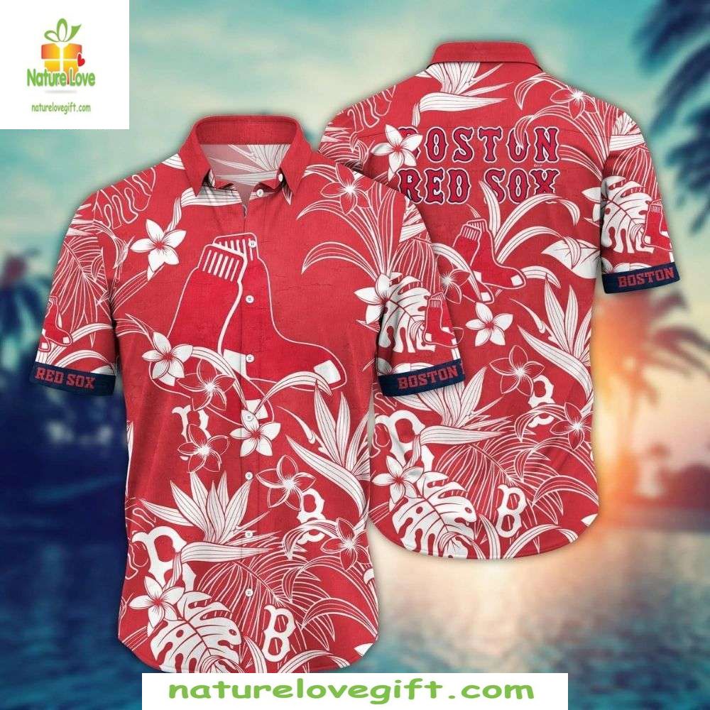 Boston Red Sox Hawaiian Shirt Classic White Floral MLB Baseball Apparel