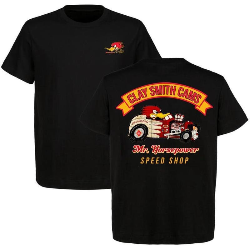Clay Smith Cams Retro T-shirt Classic Racing Car Lover Racing Equipment Casual Menswear Top, Menswear Car Parts Short Sleeve