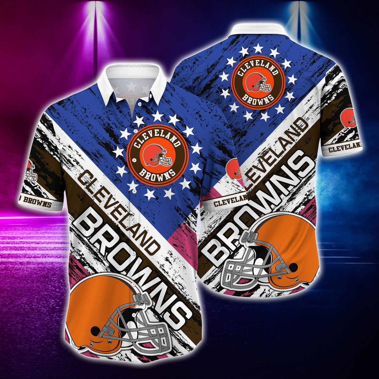Cleveland Browns Hawaiian Shirt AllStar Stripes 128457