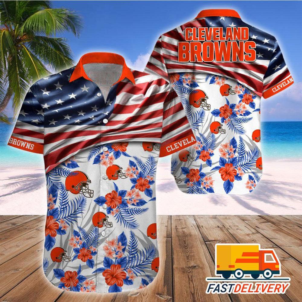 Cleveland Browns Hawaiian Shirt American Floral Design 610396