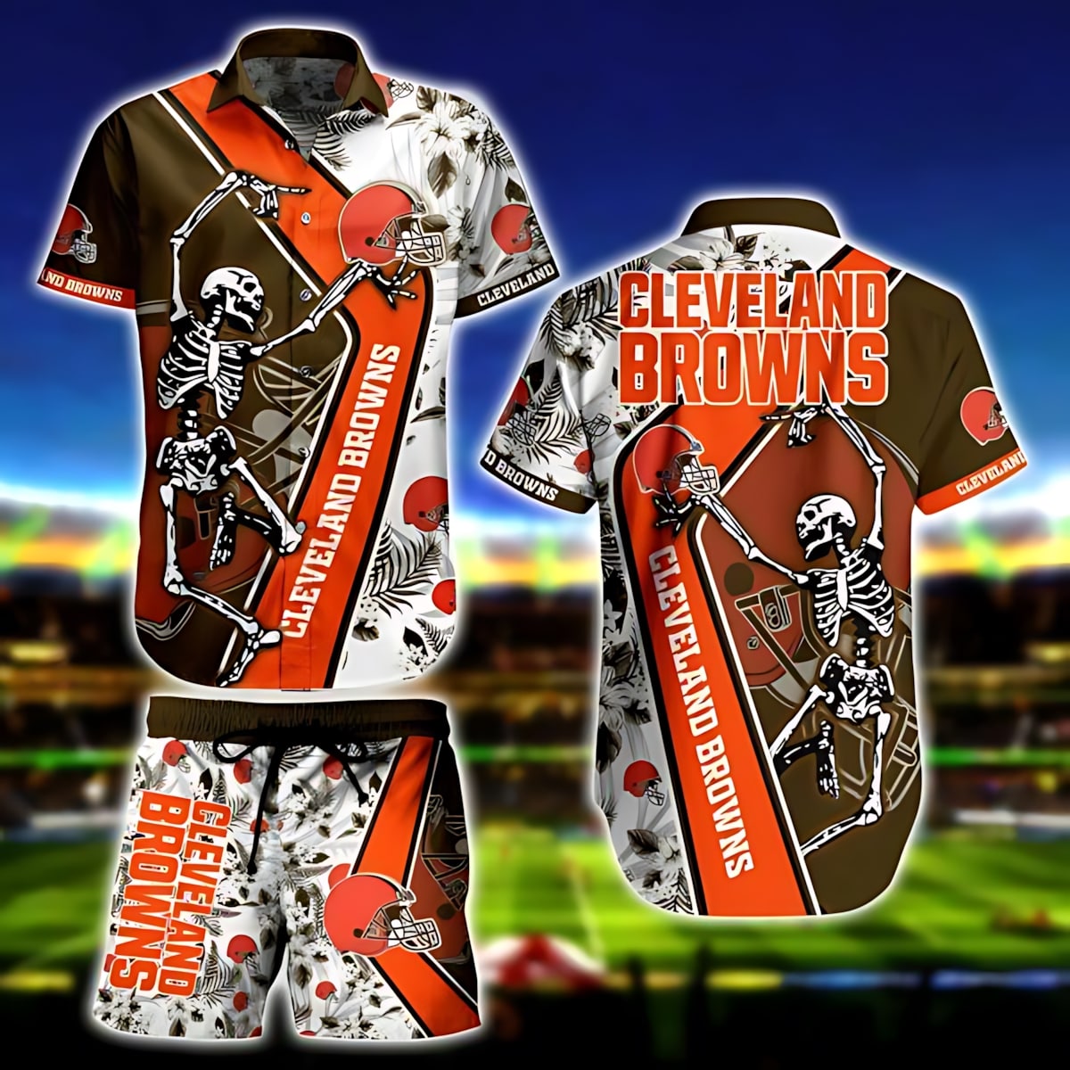 Cleveland Browns Hawaiian Shirt Bone Crusher Design 544445