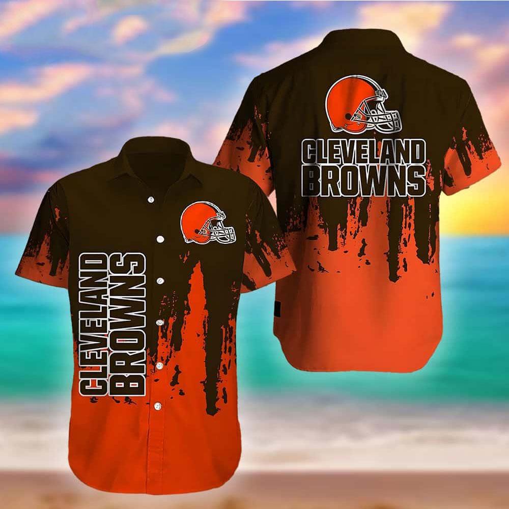 Cleveland Browns Hawaiian Shirt Grunge Wave Design 627812