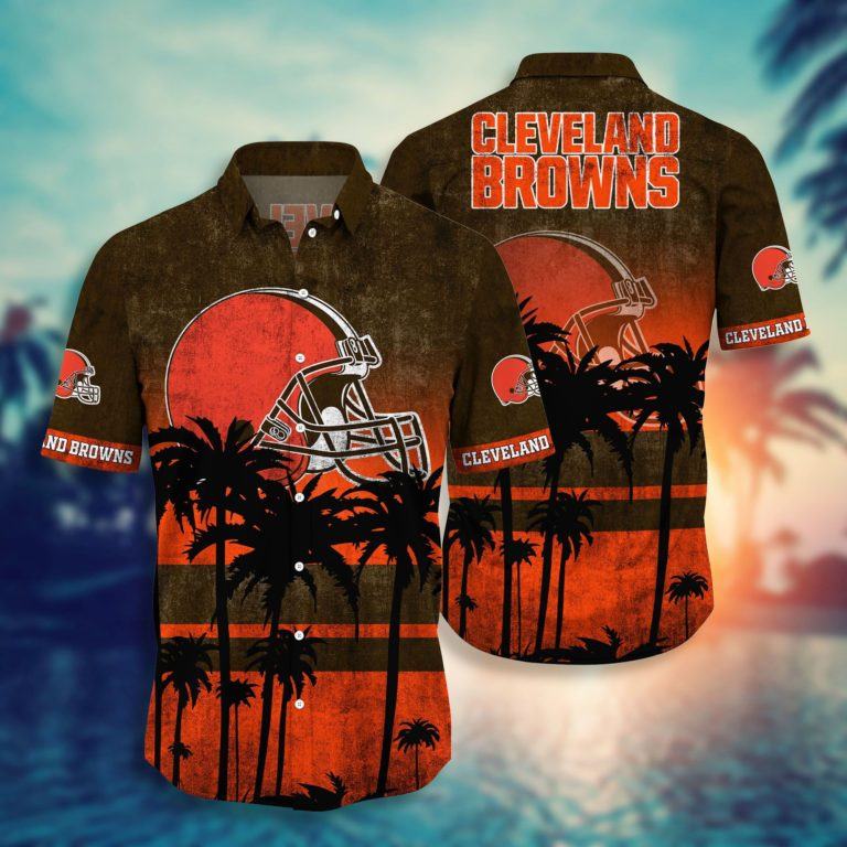Cleveland Browns Hawaiian Shirt Sunset Palms Design 186902