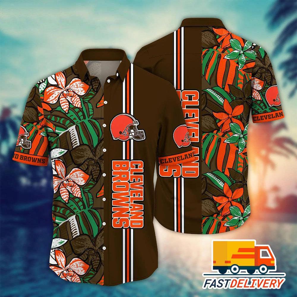 Cleveland Browns Hawaiian Shirt Tropical Burst Design 864170