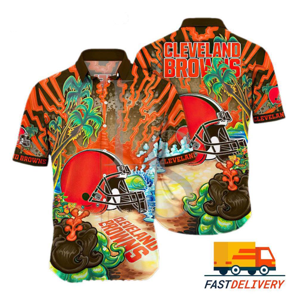 Cleveland Browns Hawaiian Shirt Volcanic Blaze Design 534350