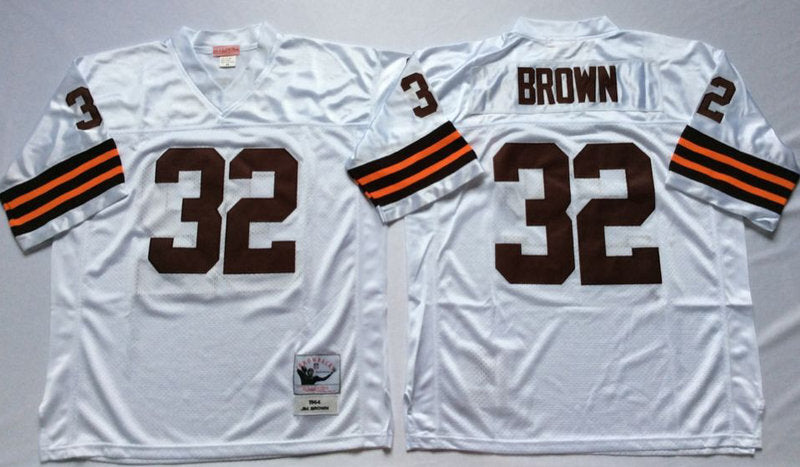 Cleveland Browns #32 Jim Brown 1964 Authentic Throwback Style 2
