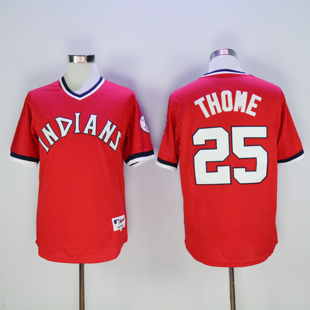 Cleveland Indians #25 Jim Thome Indians 25 Red Pullover 1976 Retro
