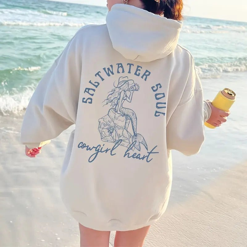 Coastal Cowgirl Hooded Sweatshirt Mermaid Core Aesthetic Western Cowgirl Hoodie Beachy Sweatshirt Costal Cowgirl Hoodie...