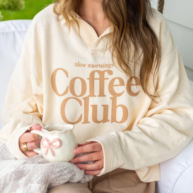 'Coffee Club' Polo Pullover