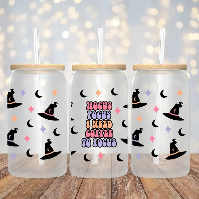 Coffee to Focus 16oz Halloween Glass Tumbler T-Shirts, Hoodie, Sweatshirt | InkThreadWorks.com