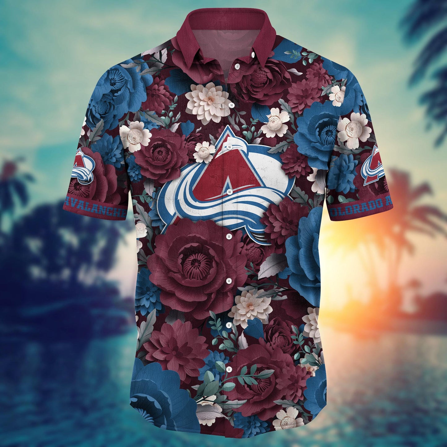 Colorado Avalanche Hawaiian Shirt Garden Bloom Design by