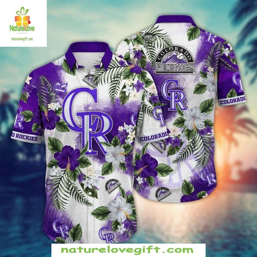 MLB Colorado Rockies Hibiscus Flower Hawaiian Shirt Baseball Apparel