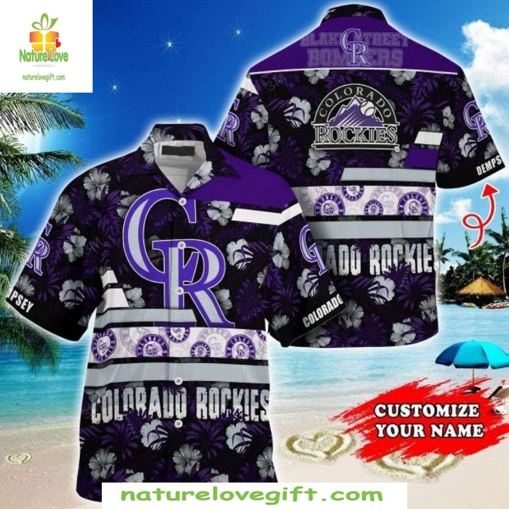 MLB Colorado Rockies Hawaiian Shirt Starry Night Hibiscus Baseball Apparel