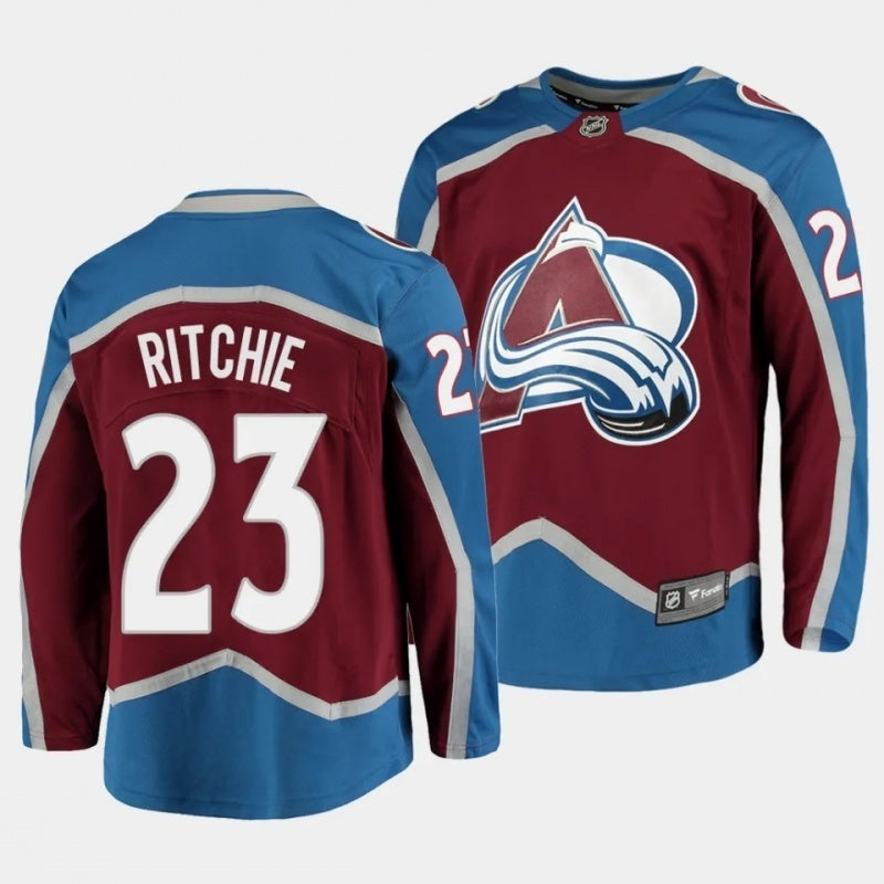Colorado Avalanche #23 calum ritchie home burgundy 2023 nhl draft
