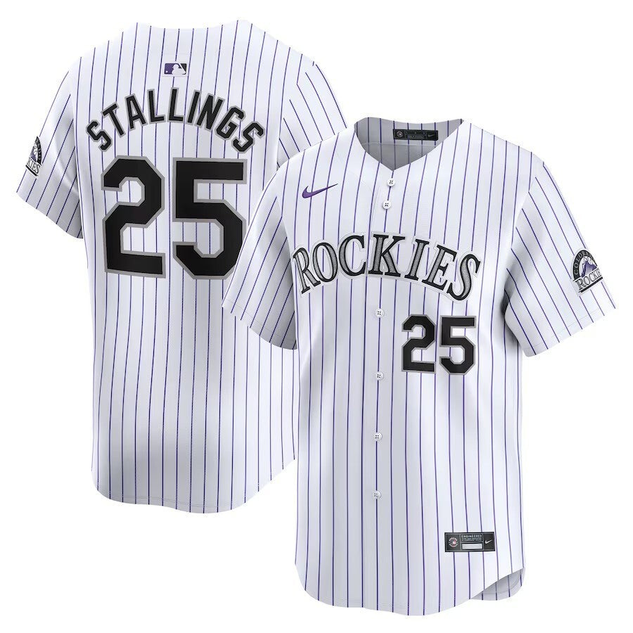 Colorado Rockies #25 Jacob Stallings Home Limited Player Jersey - White Style 1