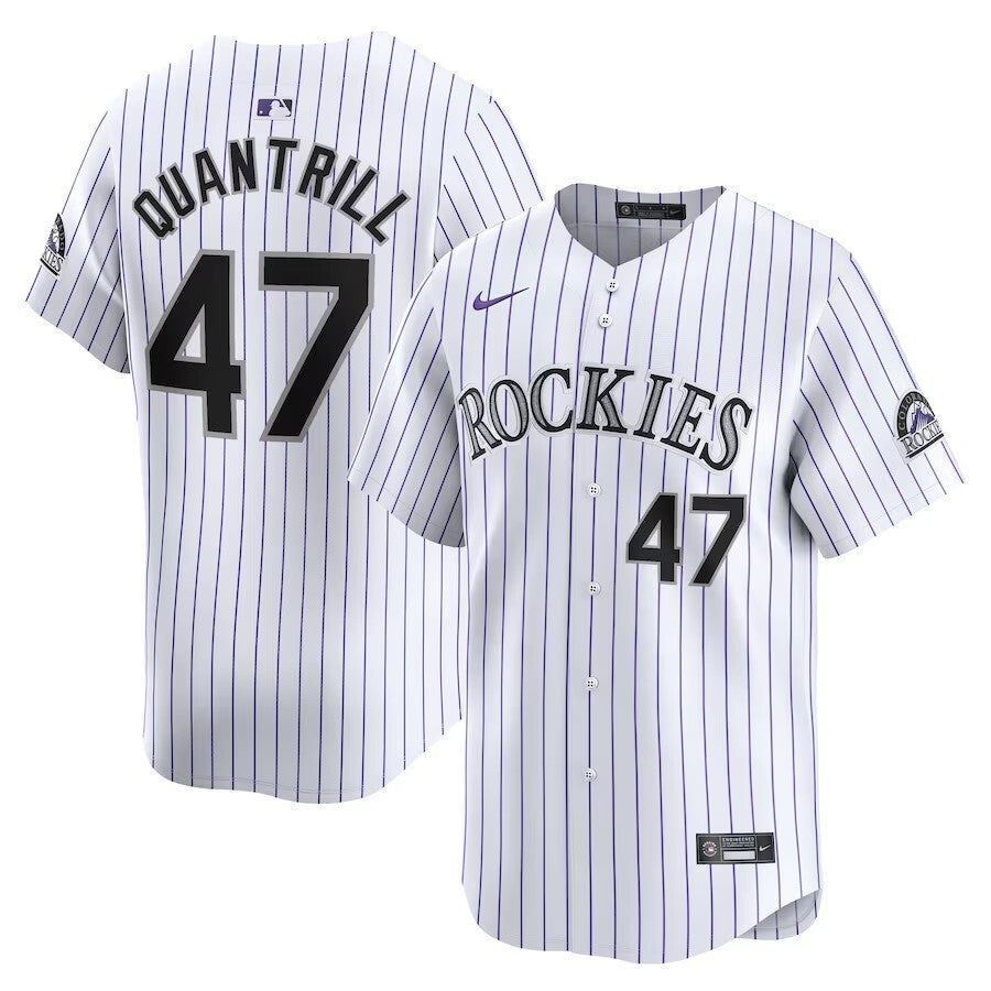 Colorado Rockies #47 Cal Quantrill Home Limited Player Jersey - White Style 1