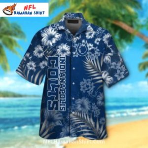 Colts Hawaiian Shirt - Bold Hibiscus And Palm Design