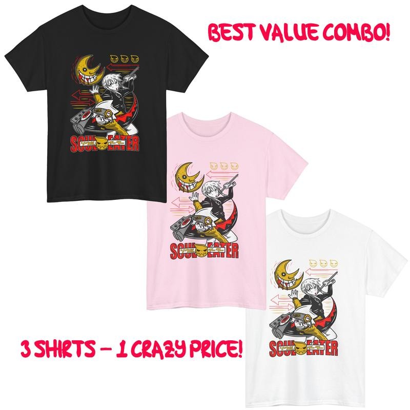 Combo 3 Colors Soul Eater Maka Death the Kid Anime Unisex T-Shirt Tee ALL SIZES