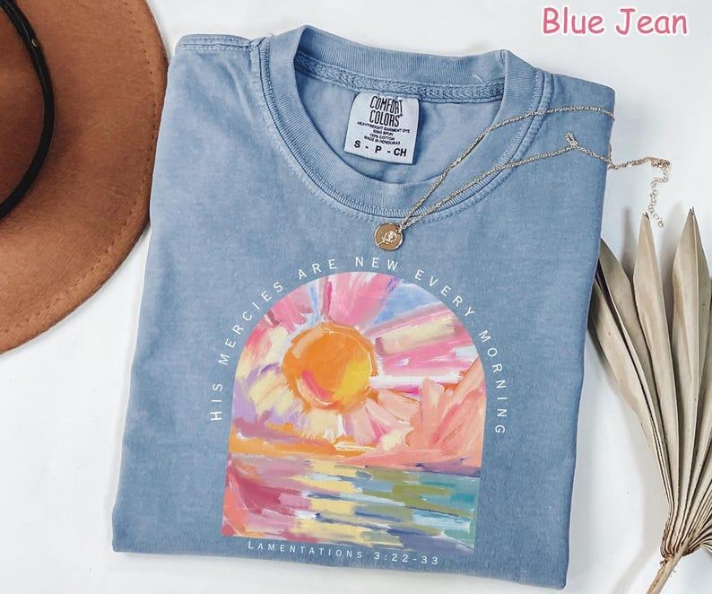 Comfort Colors Christian Shirt His Mercies Are New Every Morning Bible Verse Shirt Religious Women Gift Faith Tee...
