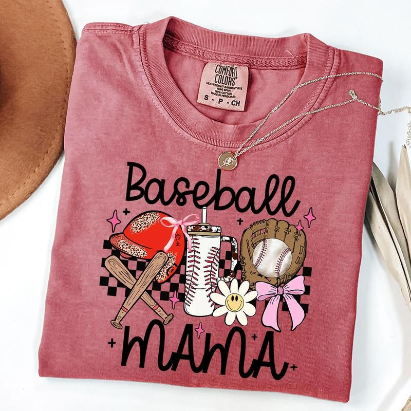 Comfort Colors Coquette Baseball Mama Shirt, Checkered Baseball Game Day Shirt, Baseball Daisy T-Shirt, Mothers Day Gift,...